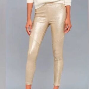 Free People Metallic Gold Leggings